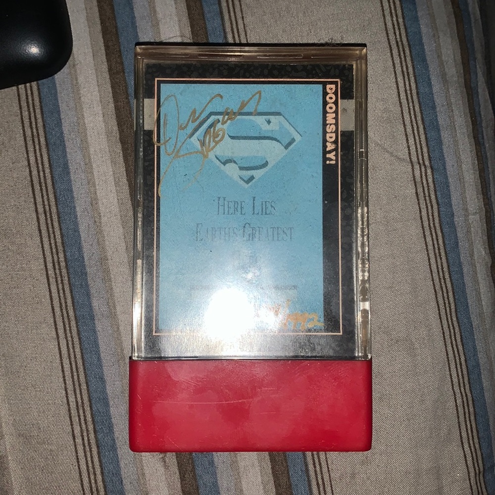 The death of Superman autographed card